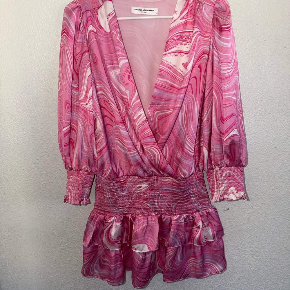 Amanda Uprichard Pink Swirl Patterned Dress